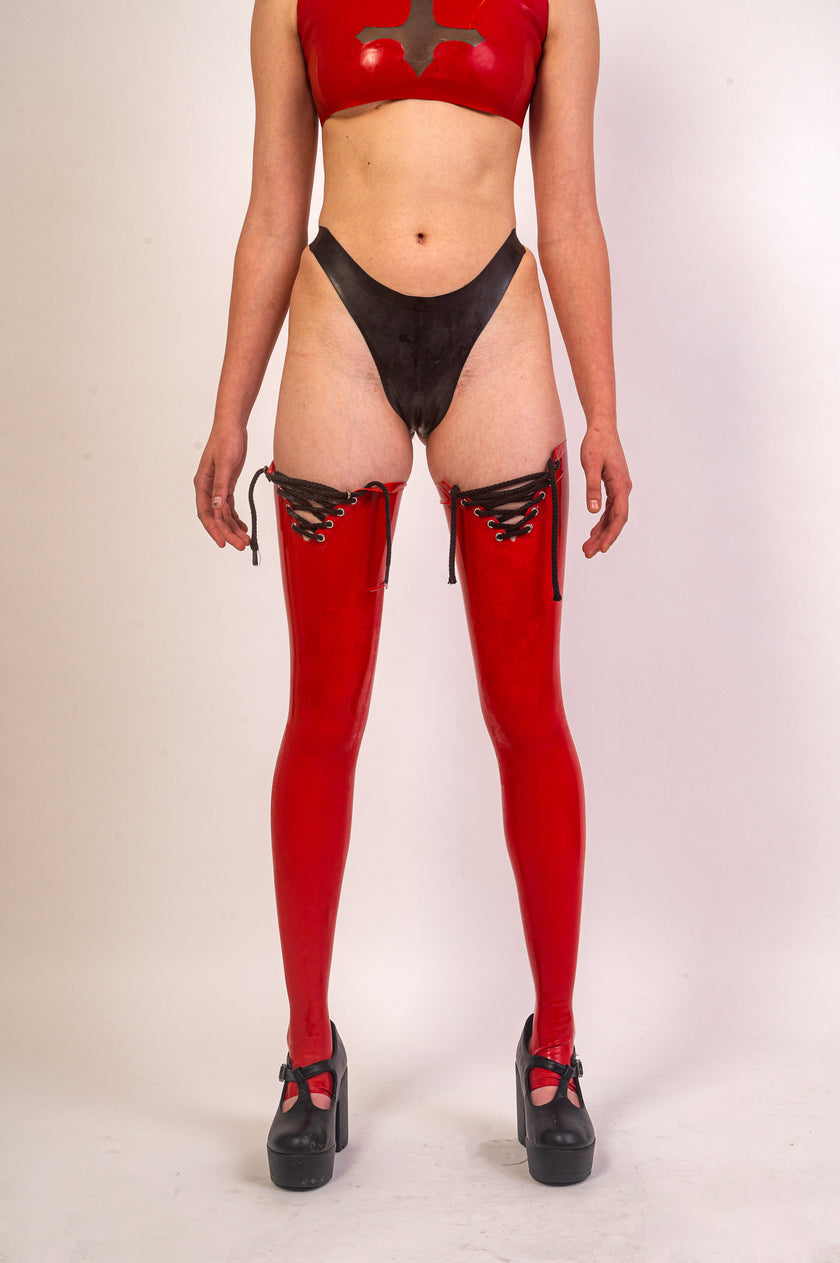Latex Stockings - Red image 1