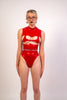 Cut-out Latex Crop Top - Red image 2