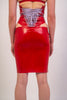 Latex Side Slit Pencil Skirt - Red image 2