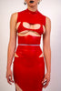 Cut-out Latex Crop Top - Red image 1