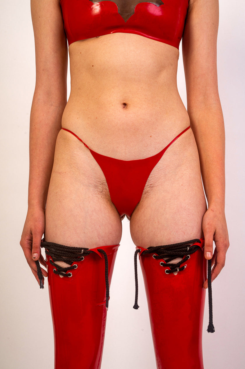 Latex G String - Red image 0