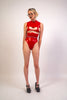 Cut-out Latex Crop Top - Red image 0