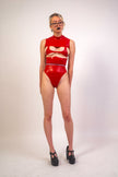 Latex Underbust Bodysuit - Red image 1