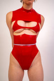 Latex Underbust Bodysuit - Red image 0