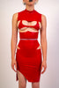 Latex Side Slit Pencil Skirt - Red image 0