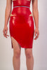 Latex Side Slit Pencil Skirt - Red image 1